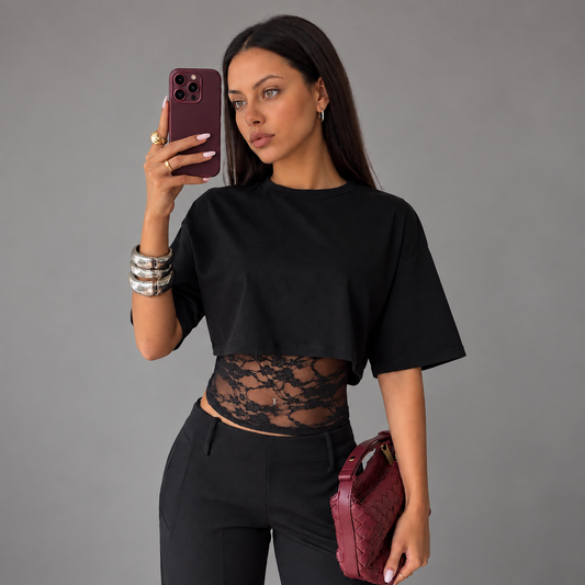 Cropped Lace Tee