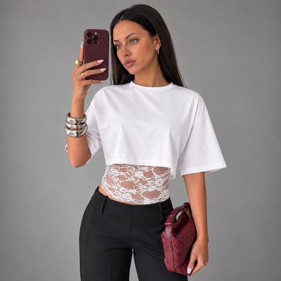 Cropped Lace Tee