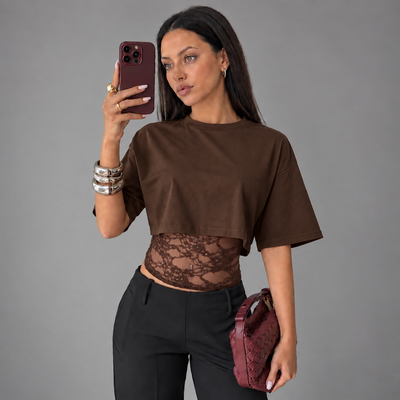 Cropped Lace Tee
