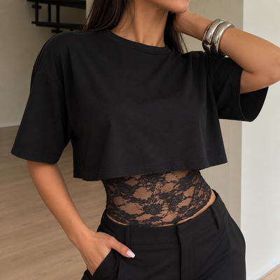 Cropped Lace Tee