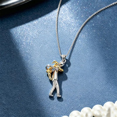 Stainless Steel Love Embrace Dad Child Hug Pendant Necklace for Daughter Lovely Family Anniversary Charm Jewelry Gift